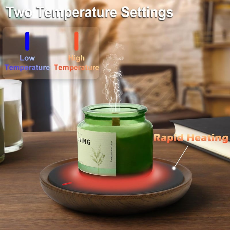 Heness Coffee Mug Warmer, Candle Warmer Plate Wood Grain Style, Wax Melt Warmer for Scented Wax, Electric Coffee Warmer for Desk, Coffee Cup Warmer with Auto Shut Off - Image 4